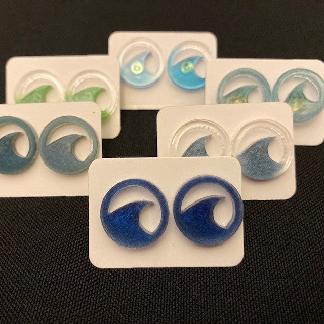 Resin Single Wave Earrings - Assorted Colors